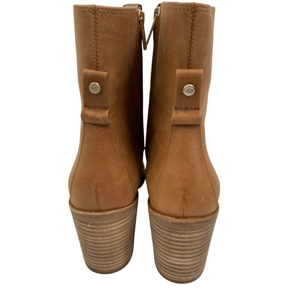 Rare UGG Womens Oriana Size 12 Tan Leather Lace-Up Zip Ankle Boots Stacked Heel - Picture 11 of 16